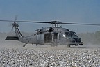 A view from the stony dry bed of the river before boarding the Pave Hawk