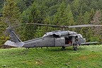 The 56th RQS HH-60G landing on the narrow grassy strip