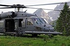 Close view of the HH-60G before boarding. Flight commander gives OK.