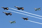 Mixed formation with both Solo Türk F-16s, Azerbaijani's Su-25s and Turkish F-4s