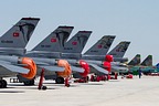Anatolian Eagle 2021 flight-line with Turkish F-16s of 152 and 191 Filo and Azerbaijani Su-25s and MiG-29