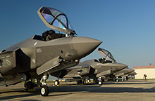 F-35A fighter pilots perform preflight checks during Astral Knight 2019 on June 3, 2019, at Aviano Air Base, Italy. <br>(U.S. Air Force photo by Tech. Sgt. Jim Araos)