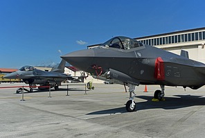 The static display for the media/spotters consisted of a single 31st FW / 510th FS F-16CM alongside the 388th FW / 421st FS F-35A. 