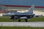 F-16CM 89-2023 of the 555th Fighter Squadron "Triple Nickel" after a Astral Knight sortie. Note the mission markings gained during the squadron's Afghanistan deployment last year. 