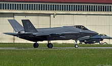 F-35A 17-5245, tail coded LF, just landed on runway 05 and going to the area reserved for the F-35 flight line. 