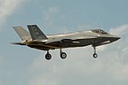 F-35A 15-5166, sporting the "Rams" badge, in landing. 