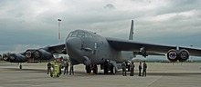 B-52 Flight crew (right side) and ground crew (left side).