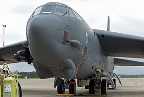 Front view of the B-52H Stratofortress.