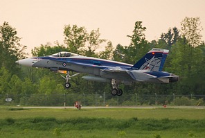 CF-18 Demo aircraft CF-188 188776 arrival at Lake Simcoe Regional Airport (CYLS), ON