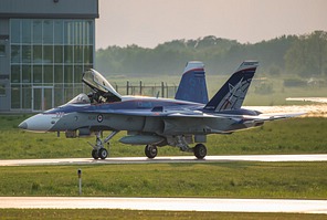 CF-18 Demo aircraft CF-188 188776 arrival at Lake Simcoe Regional Airport (CYLS), ON