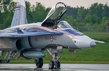 CF-18 Demo aircraft CF-188 188776 arrival at Lake Simcoe Regional Airport (CYLS), ON