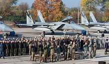 Clear Sky 2018 opening ceremony in front of the 144th FW F-15 Eagles