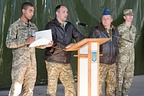 Colonel Evgen Bulatsyk, commander of the 7th Tactical Aviation Brigade, briefing the media, alongside is Colonel Volodymyr Krawcenko, Commander of 40th Tactical Aviation Brigade.
