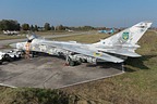 Su-24M 44 White displayed with its arsenal of air-to-surface ordnance