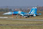 Su-27S1M 21 Blue on display with full load of R-73, R-27ET, and R-27ER missiles