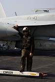 Airman waiting for the tractor