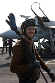 Airman with static discharge wand