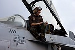 Air wing plane captain filling out the technical paperwork for the jet, note the JDAM marks