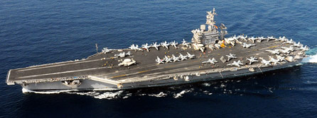 USS Dwight D. Eisenhower (CVN 69) in the Arabian Sea before the first aircraft launch of the day. (U.S. Navy photo by Mass Communication Specialist 2nd Class Rafael Figueroa Medina/Released)