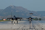 USAF 493rd FS F-15C/D Eagles landing at Larissa air base