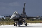 F-16C Block 52+ with 343 Sqn 'Star' fin catching the sun in the HUD