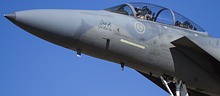 Close-up of the landing RSAF F-15D Eagle 231