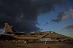 RSAF F-15 line-up with the thunderstorm clouds overhead