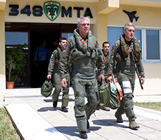 Commander of 110 CW colonel Konstantinos Karamesinis and 348 Squadron Commander lieutenant colonel Dimitris Papadimitriou