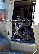 The pintle-mounted M134D 7.62mm six barrel Gatling gun is capable of firing 3,000 rounds a minute