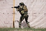 A soldier from the 66° Reggimento Fanteria 'Trieste' enaging the enemy at the compound