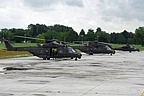 Photo of the UH-90A and AH-129C ready for take-off as we lift off in our UH-205A