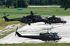 UH-90A touching down in between the other UH-90A and the resident UH-205