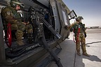 Crew boarding the helicopter for a flight