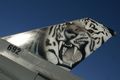 Close-up of the tiger painting on the tail of the Norwegian F-16BM.