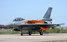 Hellenic Air Force 335 Mira F-16C Block 52M with tiger conformal and underwing tanks