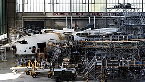 The white C-160D Transall 51+15 of LTG61 being stripped for parts