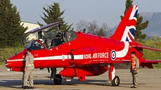 RAF Red Arrows pilots getting ready for the practise display