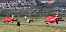 RAF Red Arrows heading to the runway