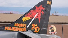 Close-up of the colored tail of AV-8B 163867/KD-20.