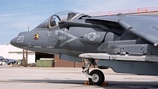 Unlike most AV-8s of the fleet squadrons, almost all aircraft of VMAT-203 feature a full color squadron emblem.
