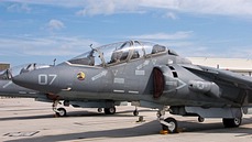 The trainer version of the AV-8B is not combat-capable, real wartime missions are only performed by the single-seat AV-8B.