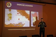 Capt. Filippo Conti providing the mission scenario for the day